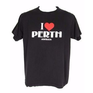 I Heart Perth Australia Shirt S Black Cotton Travel Souvenir Short Sleeve